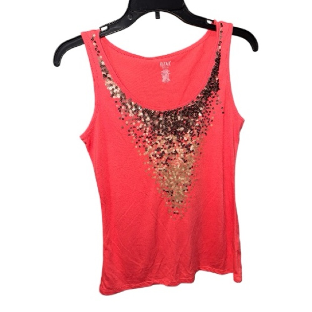 a.n.a Vibrant Coral Sequin Tank Top